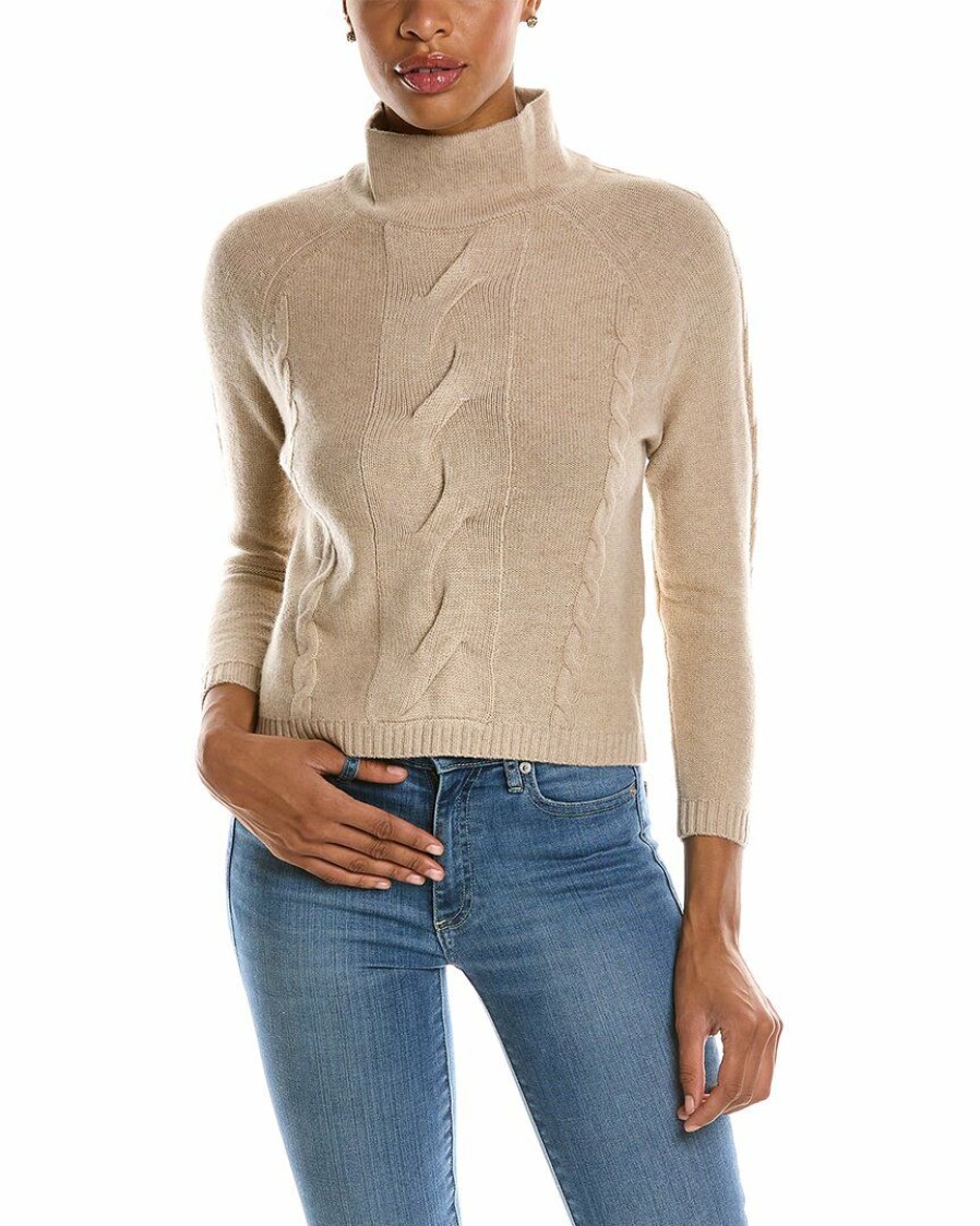 * Women Qi Cashmere Cable Mock Neck Wool & Cashmere-Blend Sweater | Sweaters