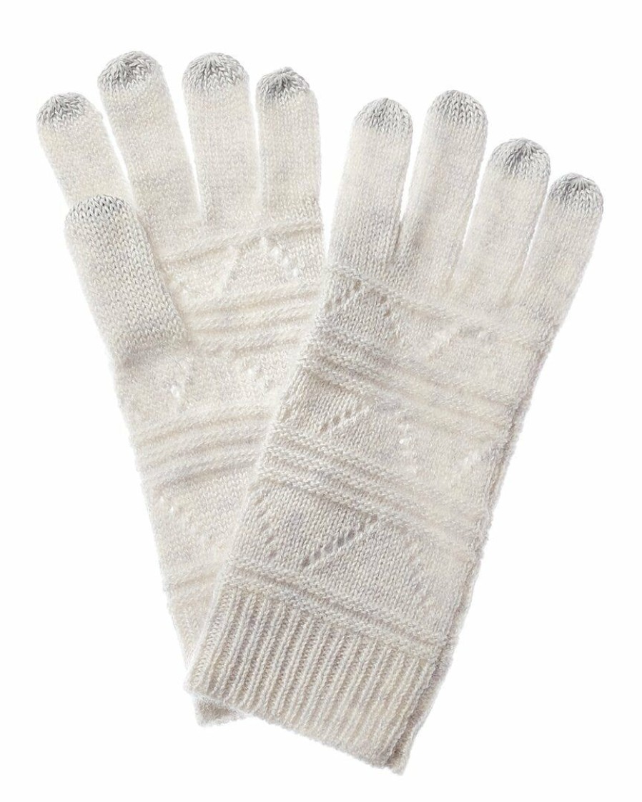 * Women Qi Cashmere Pointelle Donegal Cashmere Gloves | Gloves