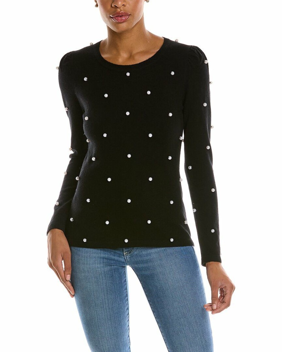 * Women Qi Cashmere Pearl Embellished Wool & Cashmere-Blend Sweater | Sweaters