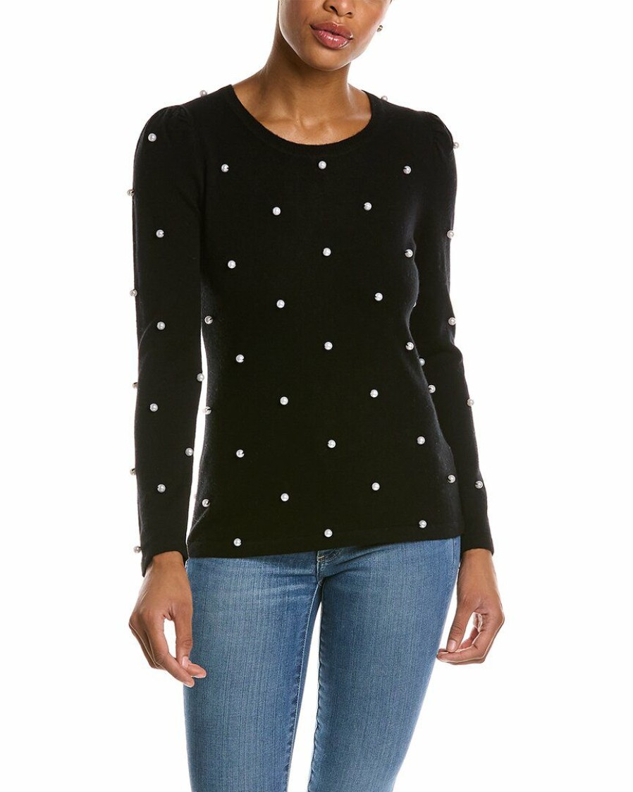 * Women Qi Cashmere Pearl Embellished Wool & Cashmere-Blend Sweater | Sweaters