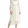 * Ml Monique Lhuillier Womens Lace Puff Sleeve Midi Dress | Dresses