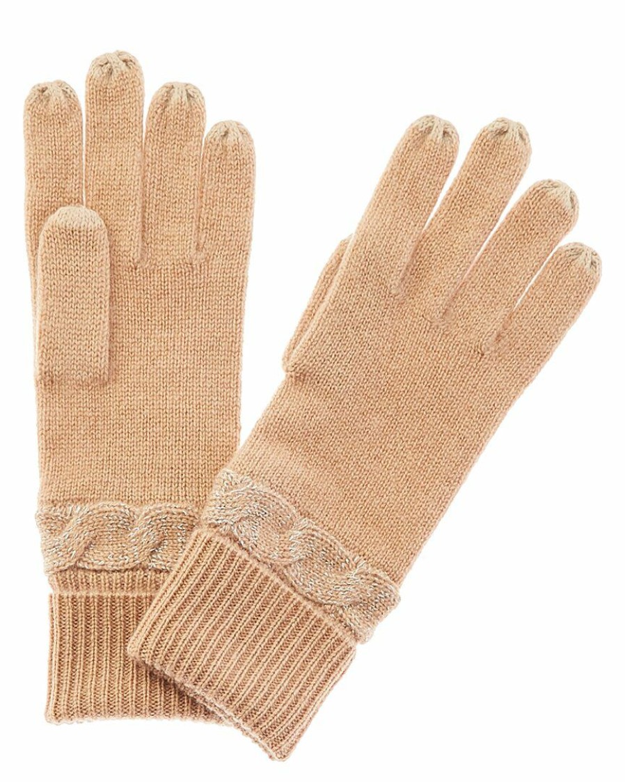 * Women Qi Cashmere Shimmer Cable Cashmere Gloves | Gloves