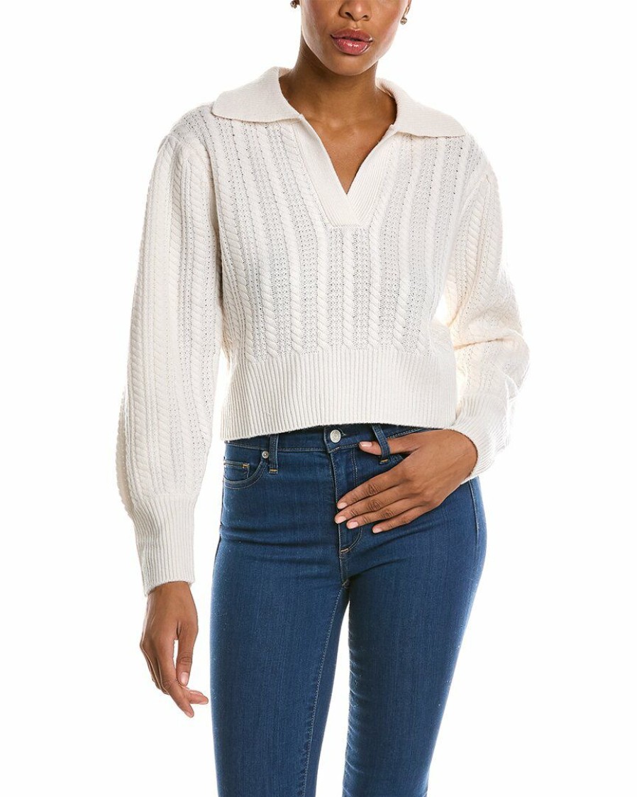 * Women Qi Cashmere Cable Stitch Collared Wool & Cashmere-Blend Sweater | Sweaters