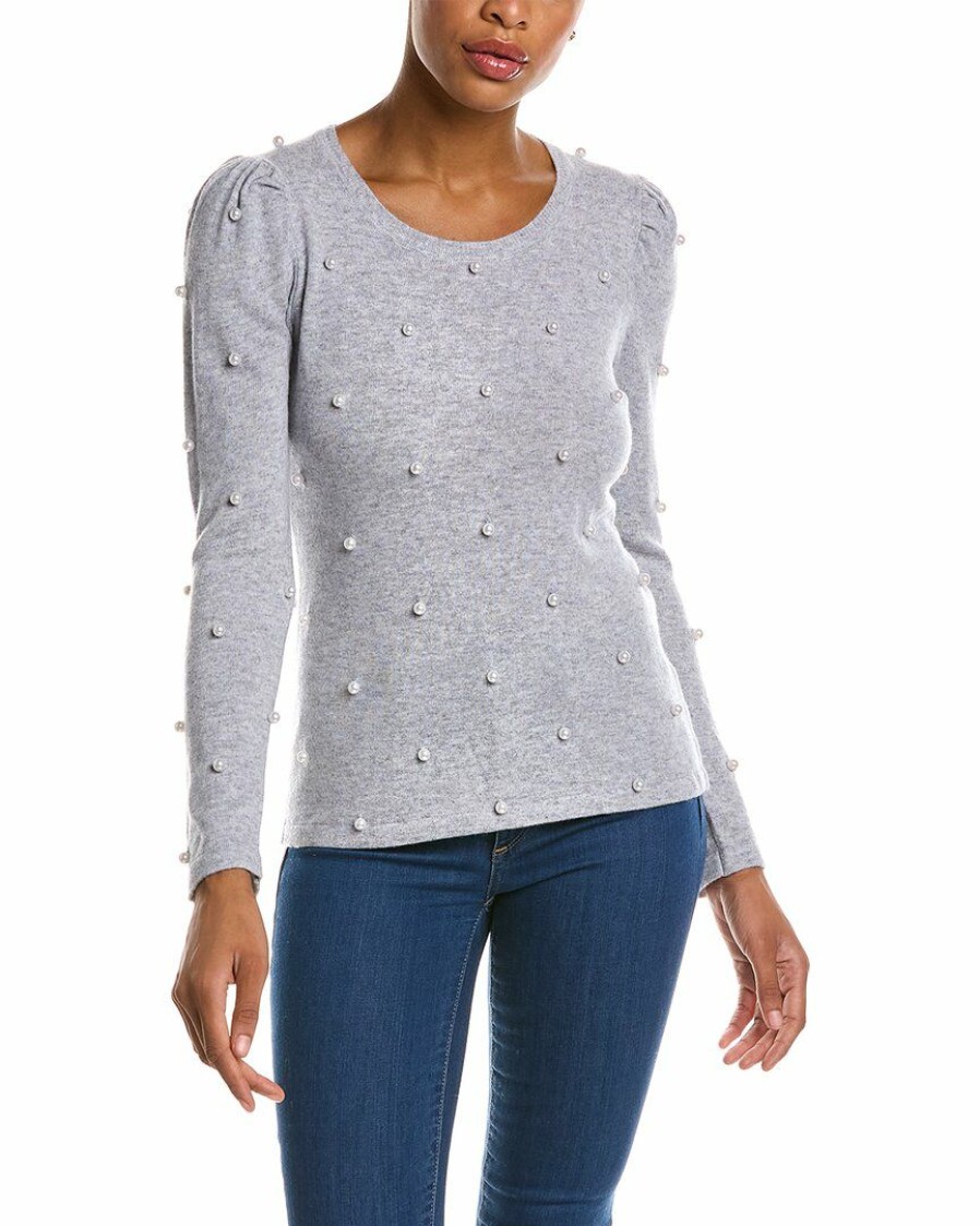 * Women Qi Cashmere Pearl Embellished Wool & Cashmere-Blend Sweater | Sweaters