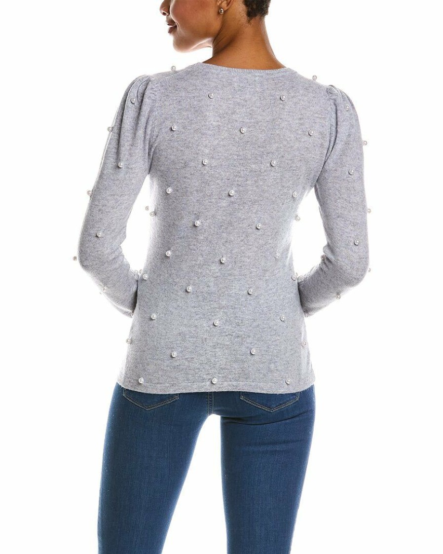 * Women Qi Cashmere Pearl Embellished Wool & Cashmere-Blend Sweater | Sweaters