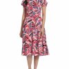 * Maggy London Loralei Womens Puff Sleeve Knee Midi Dress | Dresses