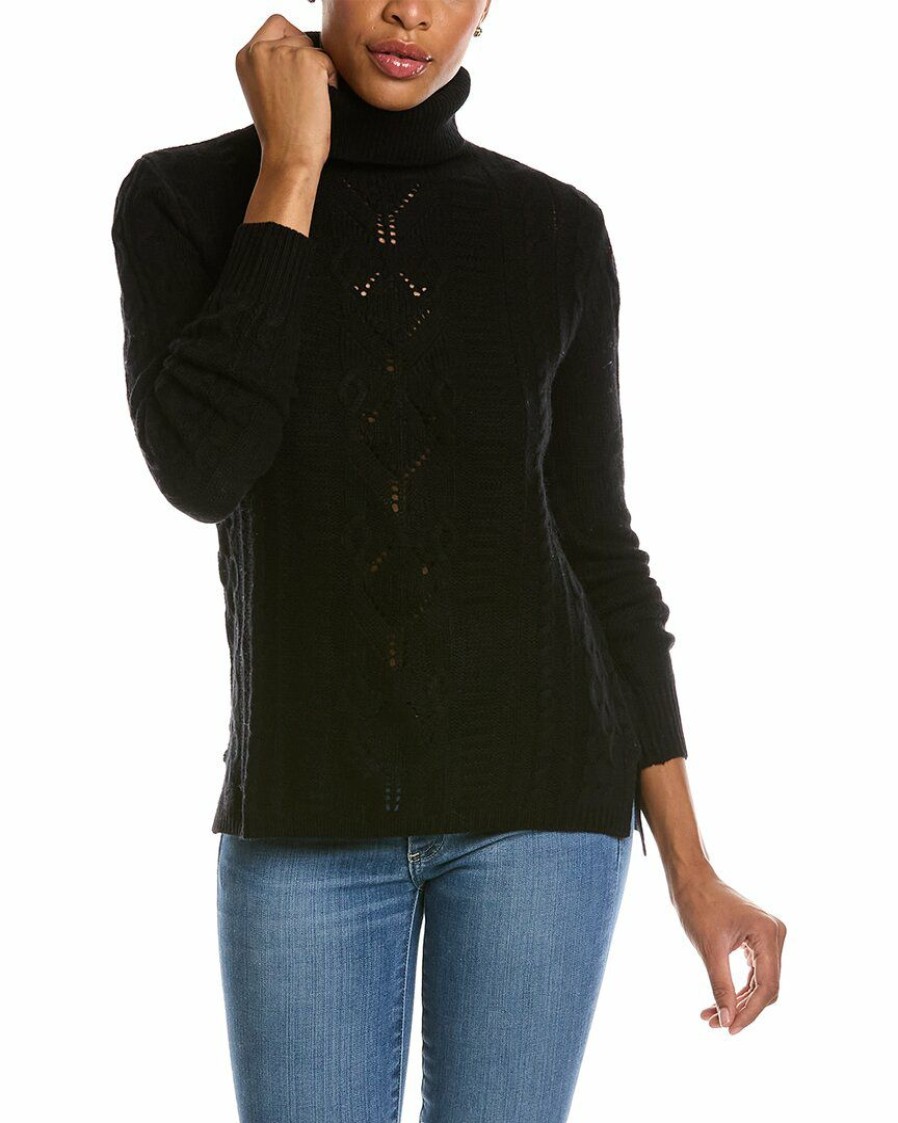 * Women Qi Cashmere Cable Stitch Turtleneck Wool & Cashmere-Blend Sweater | Sweaters