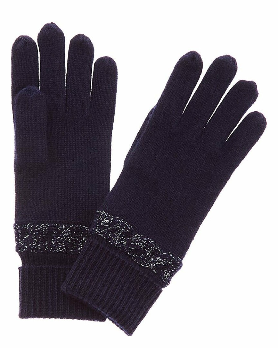 * Women Qi Cashmere Shimmer Cable Cashmere Gloves | Gloves