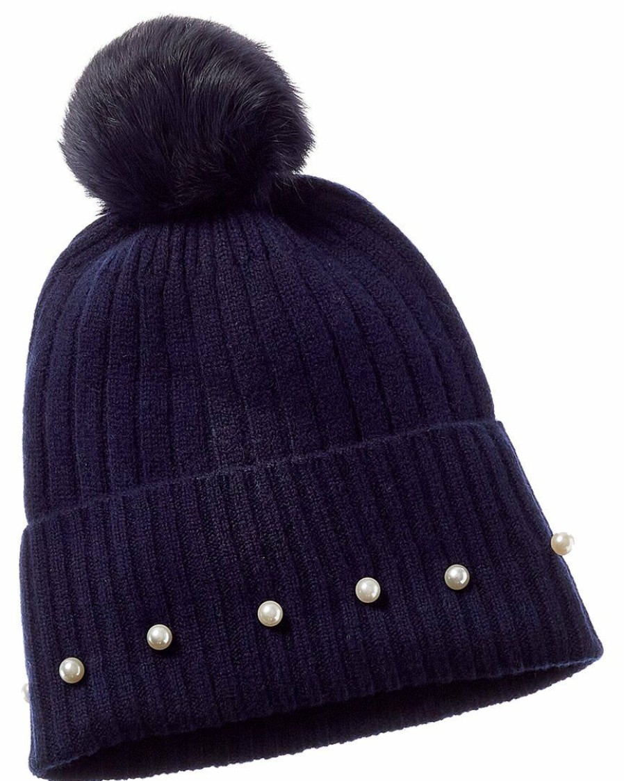 * Women Qi Cashmere Pearl Trim Cashmere Beanie | Headwear