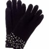 * Women Qi Cashmere Ribbed Pearl Embellished Cashmere Gloves | Gloves