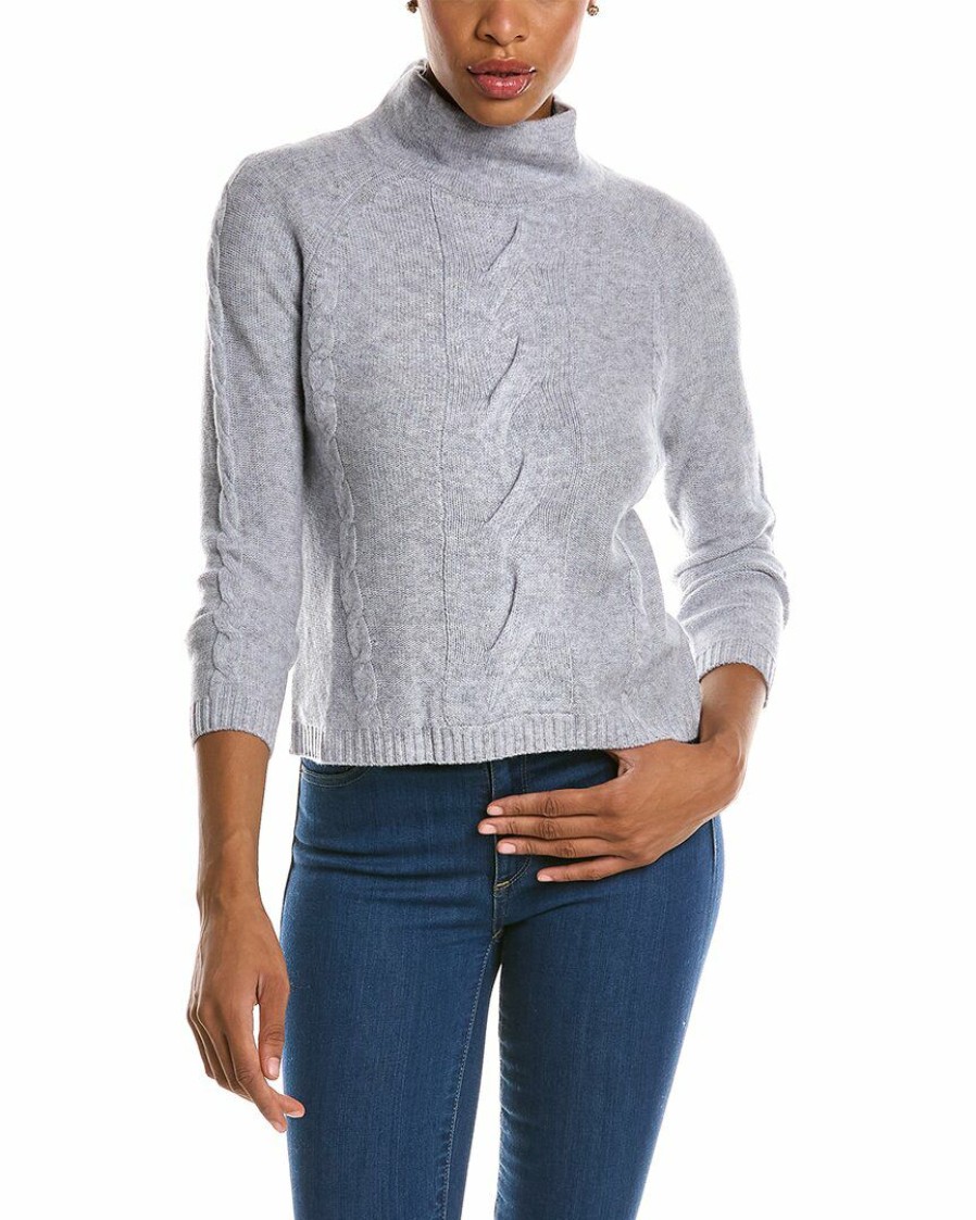 * Women Qi Cashmere Cable Mock Neck Wool & Cashmere-Blend Sweater | Sweaters