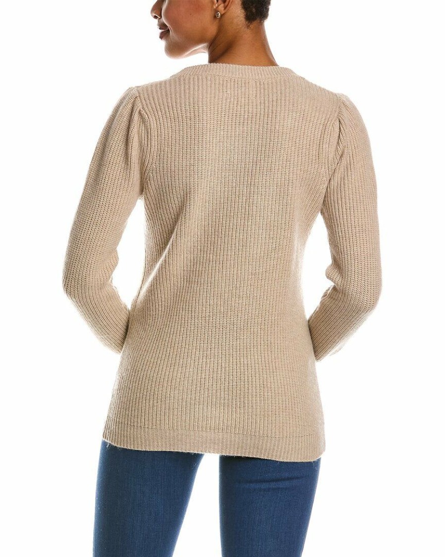 * Women Qi Cashmere Puff Sleeve Wool & Cashmere-Blend Sweater | Sweaters