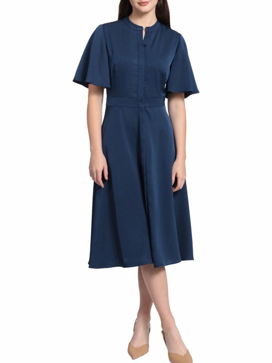 * Maggy London Womens Collared Mid Calf Shirtdress | Dresses