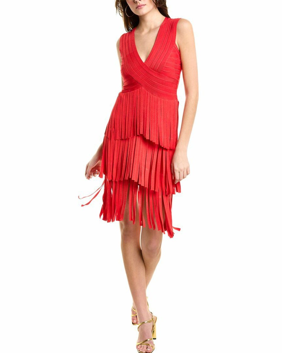 * Herve Leger Women Herve Leger Fringed Midi Dress | Dresses