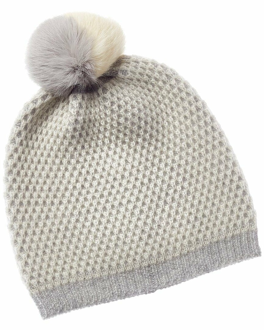 * Women Qi Cashmere 2 Color Tuck Stitch Cashmere Hat | Headwear