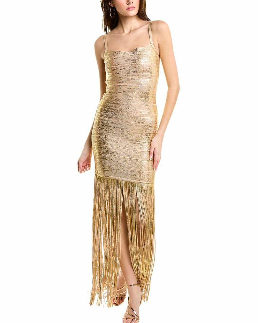 * Herve Leger Women Herve Leger Banded Foil Fringe Gown | Dresses