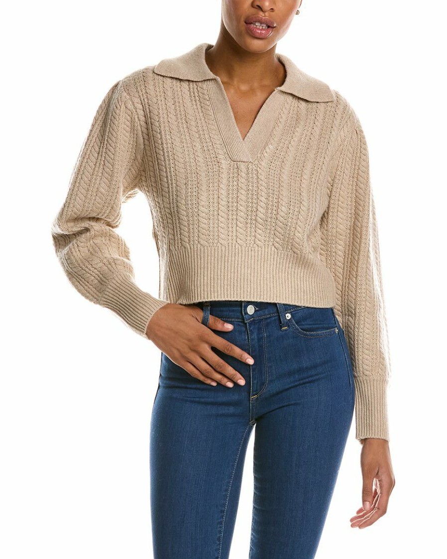 * Women Qi Cashmere Cable Stitch Collared Wool & Cashmere-Blend Sweater | Sweaters