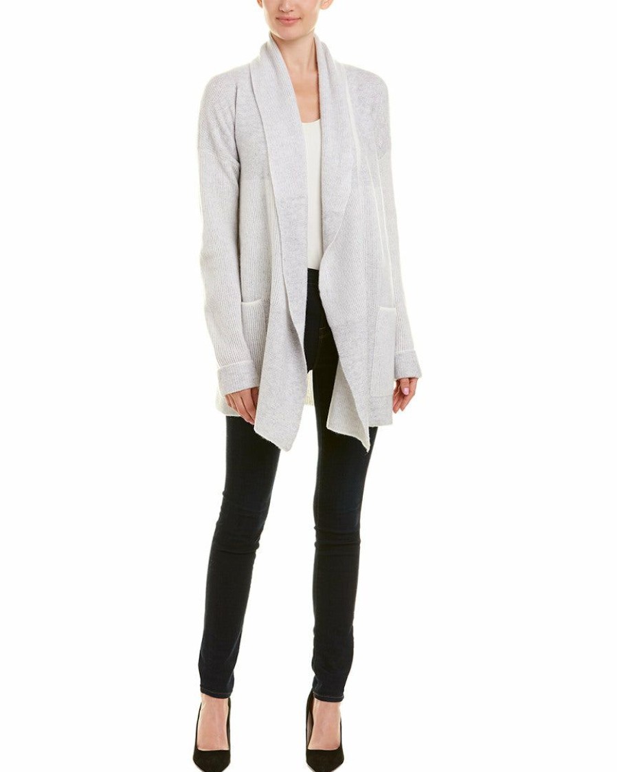 * Qi Cashmere Womens Plaited Block Stitch Cashmere Cardigan, Xs, | Sweaters