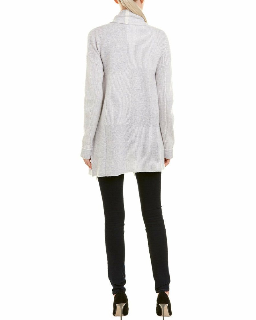 * Qi Cashmere Womens Plaited Block Stitch Cashmere Cardigan, Xs, | Sweaters