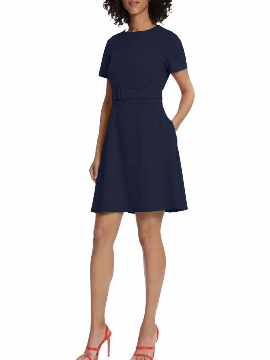 * Maggy London Womens Hidden Pockets Knee Length Fit & Flare Dress | Dresses