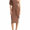 * Ml Monique Lhuillier Womens Metallic Asymmetric Sheath Dress | Dresses