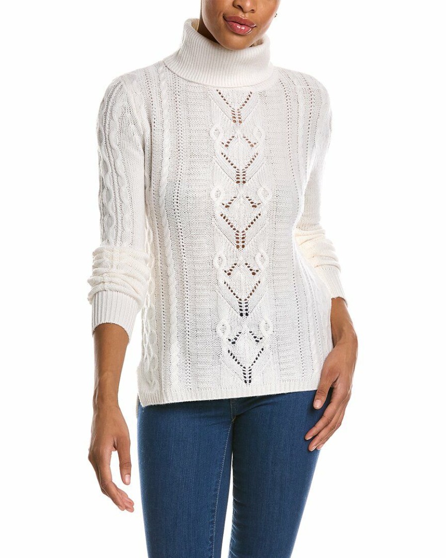 * Women Qi Cashmere Cable Stitch Turtleneck Wool & Cashmere-Blend Sweater | Sweaters