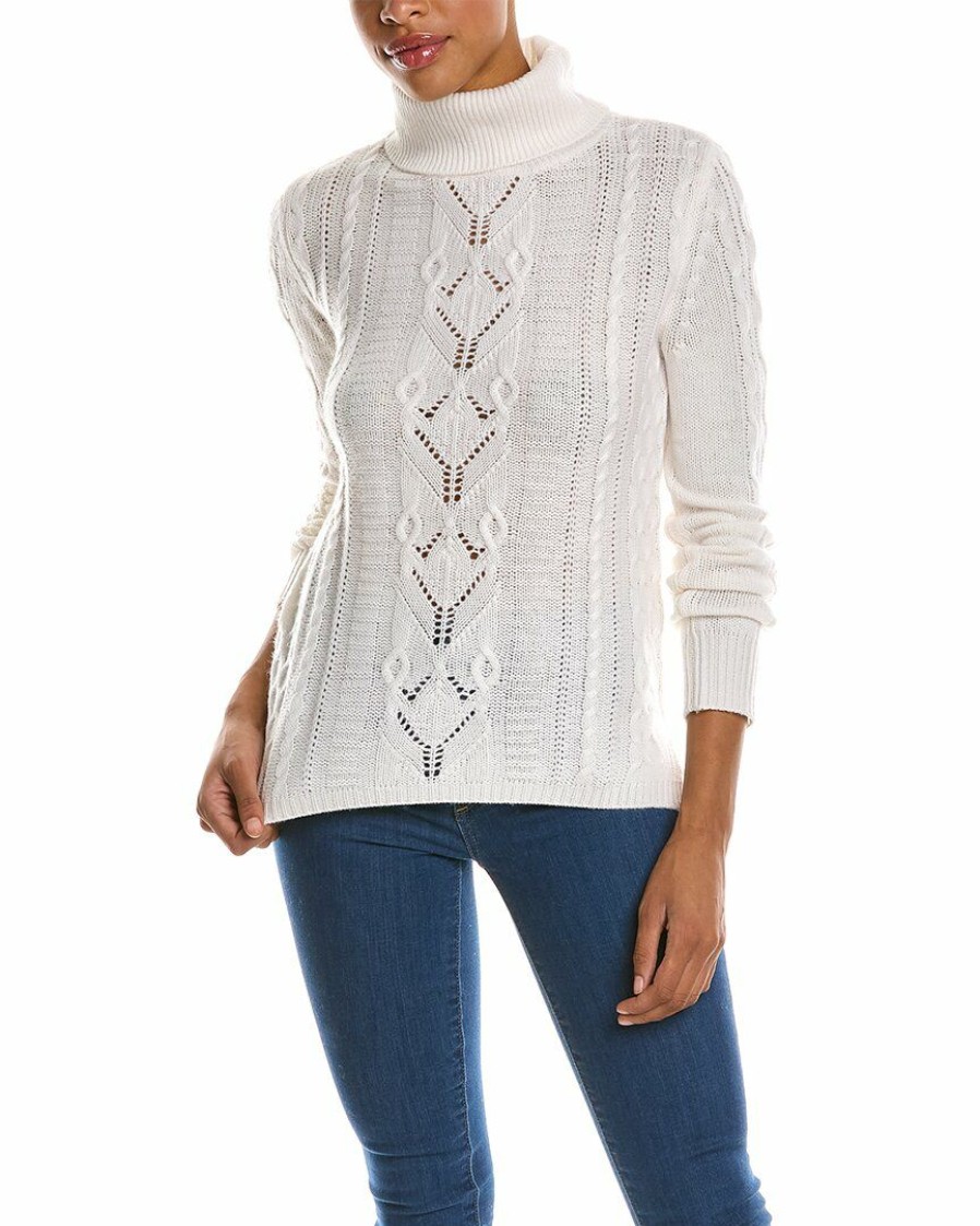 * Women Qi Cashmere Cable Stitch Turtleneck Wool & Cashmere-Blend Sweater | Sweaters