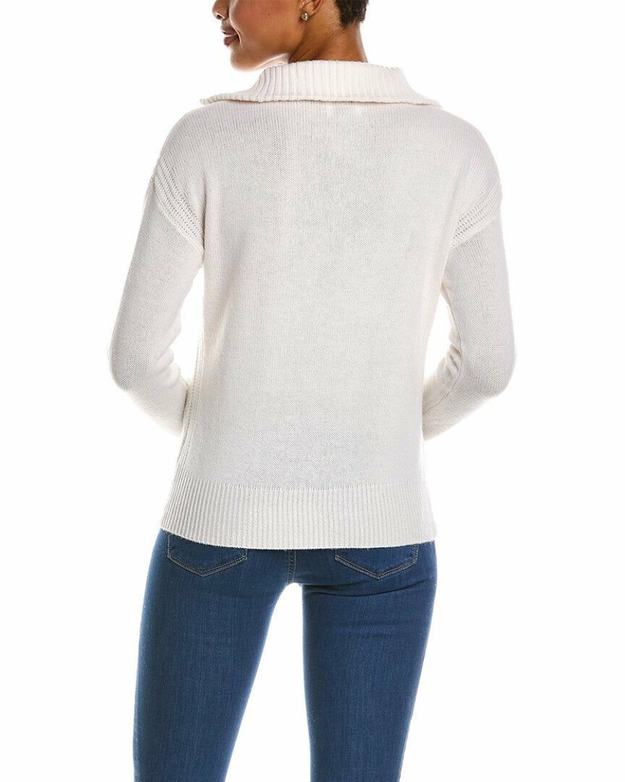 * Women Qi Cashmere Zip Mock Neck Wool & Cashmere-Blend Sweater | Sweaters