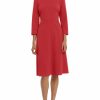 * Maggy London Womens Pintuck Mid Calf Fit & Flare Dress | Dresses