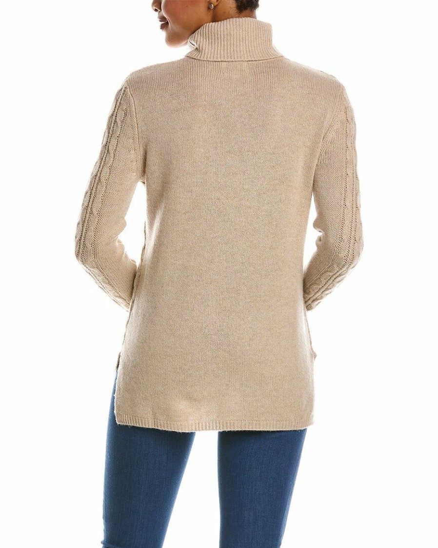 * Women Qi Cashmere Cable Stitch Turtleneck Wool & Cashmere-Blend Sweater | Sweaters