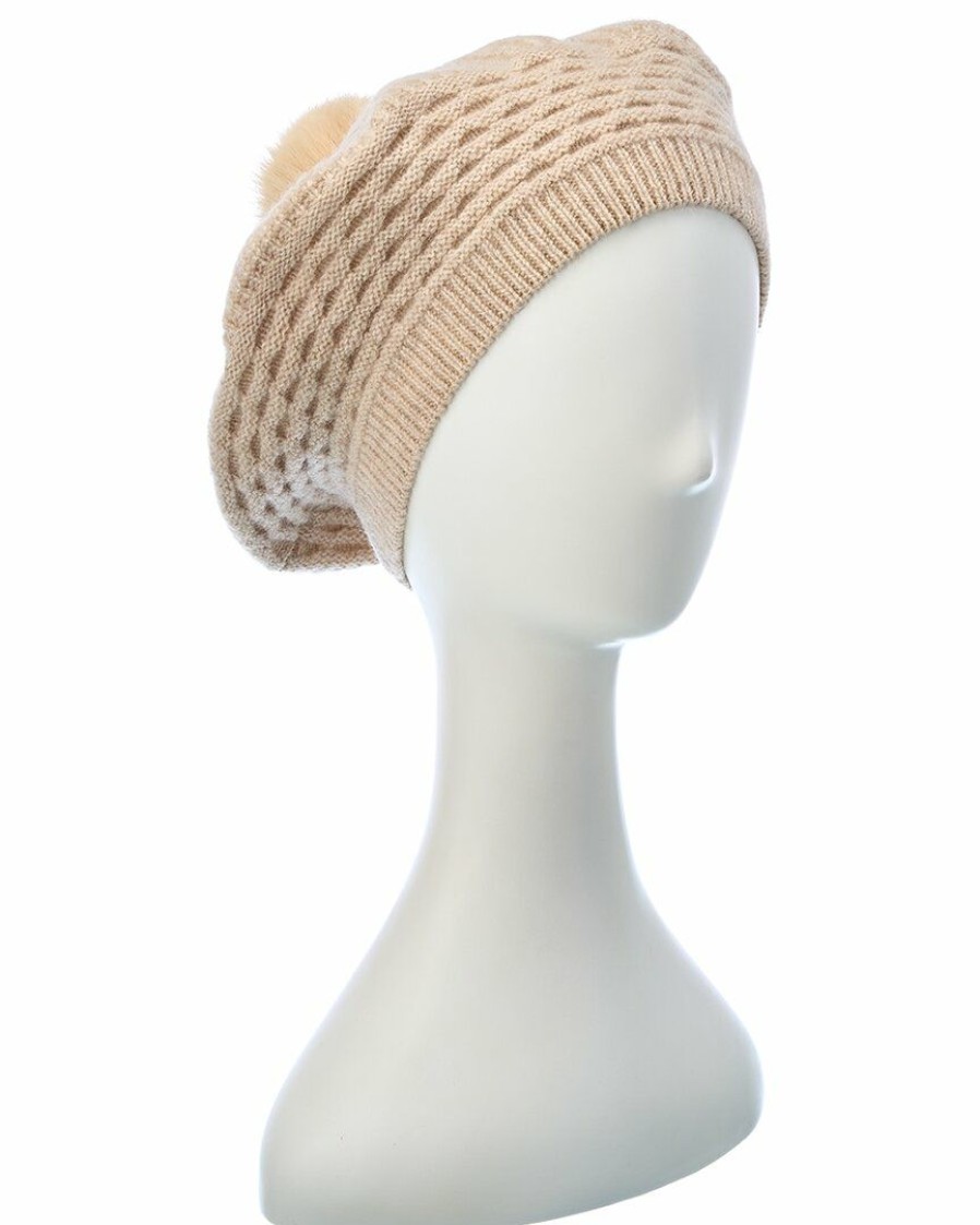 * Women Qi Cashmere Pom-Pom Beret | Headwear