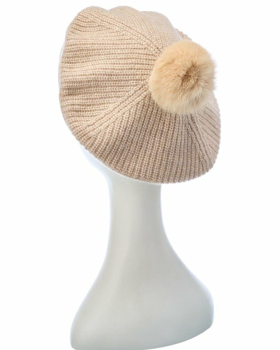 * Women Qi Cashmere Pom-Pom Beret | Headwear