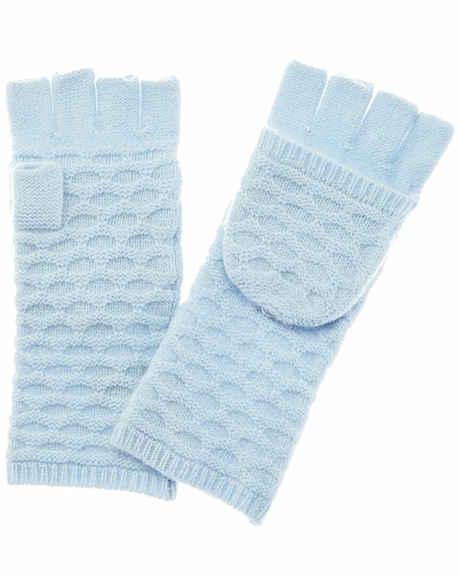 * Women Qi Cashmere Honeycomb Stitch Pop Top Cashmere Gloves | Gloves